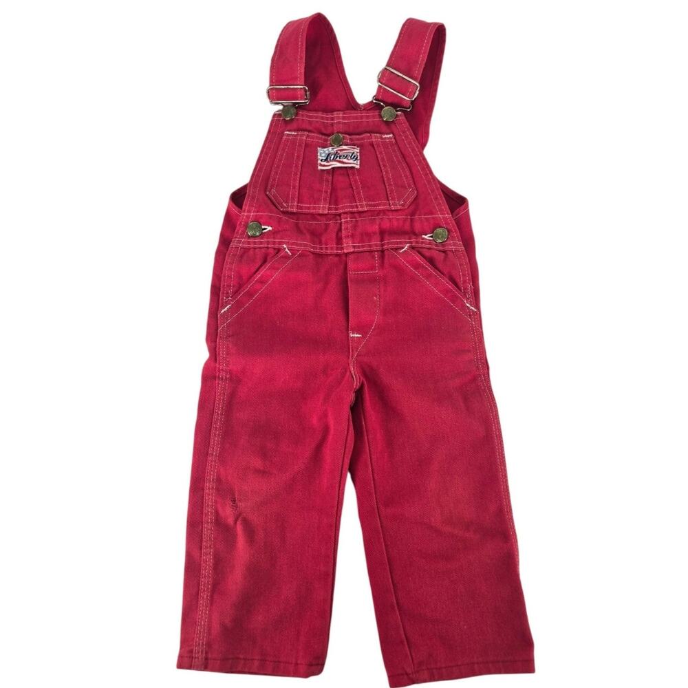 Vintage Liberty Red Cotton Canvas Overalls Infant 12 months One Piece Classic